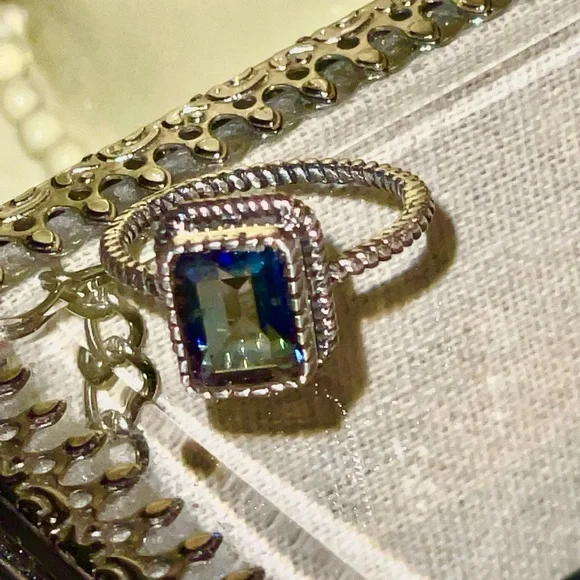 Rainbow Quartz Sterling Silver Ring 6.5